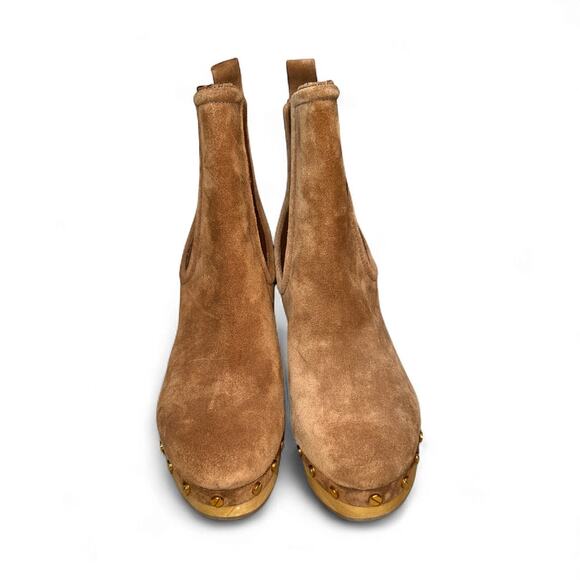 Veronica Beard Decker Suede Clog Chelsea Ankle Boots Booties 8.5 Chestnut NWOT - Picture 3 of 9